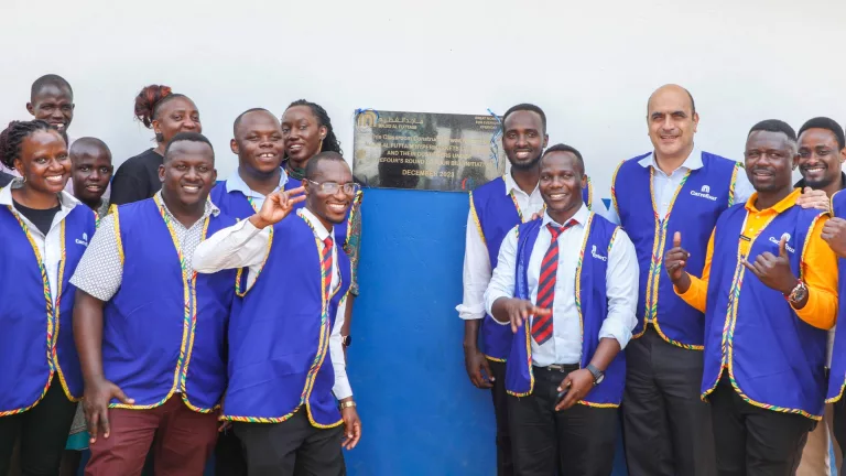 Majid Al Futtaim Hypermarkets Uganda Ltd staff handover 3 classroom blocks to the Director and Founder of The Noah's Ark Village - Ms Nakato Angella